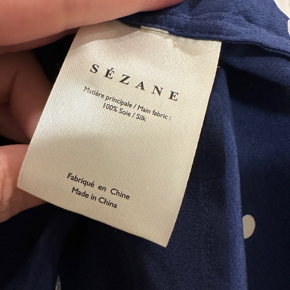 Sezane Ann Shirt - Navy with Ecru White Polka Dots - Picture 4 of 4